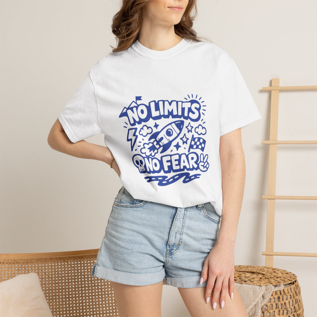 No Limits No Fear Rocket T-Shirt — Retro Inspirational Graphic Tee