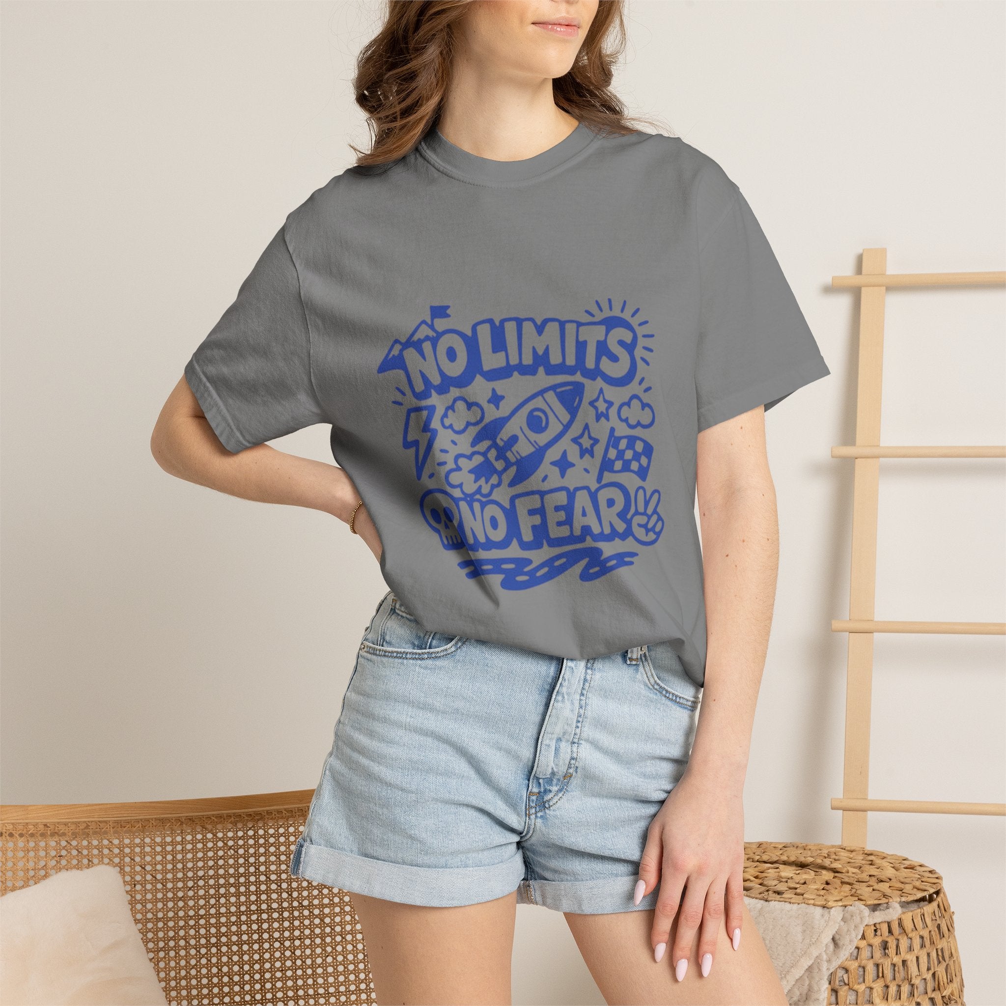No Limits No Fear Rocket T-Shirt — Retro Inspirational Graphic Tee