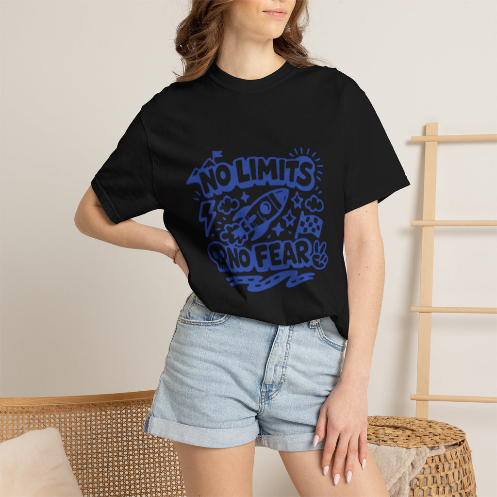 No Limits No Fear Rocket T-Shirt — Retro Inspirational Graphic Tee