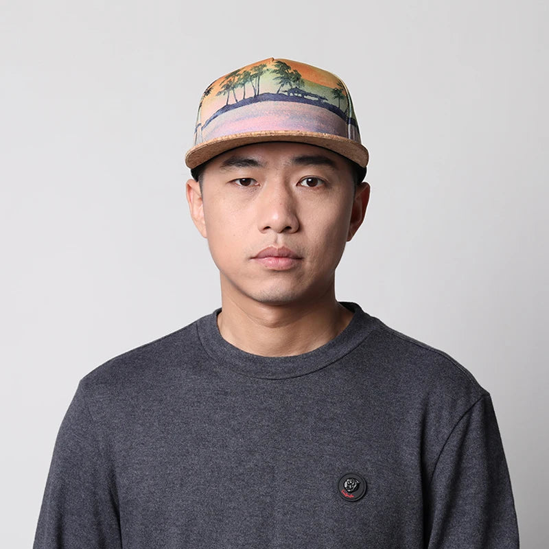 NUZADA Brand Spring Summer 3D Printing Baseball Cap Men Women Couple Polyester Cotton Hat Wooden Beach Vacation Snapback Cap