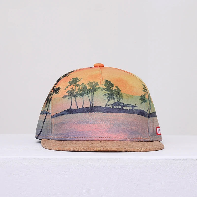 NUZADA Brand Spring Summer 3D Printing Baseball Cap Men Women Couple Polyester Cotton Hat Wooden Beach Vacation Snapback Cap