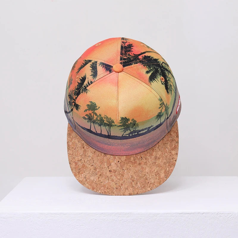 NUZADA Brand Spring Summer 3D Printing Baseball Cap Men Women Couple Polyester Cotton Hat Wooden Beach Vacation Snapback Cap